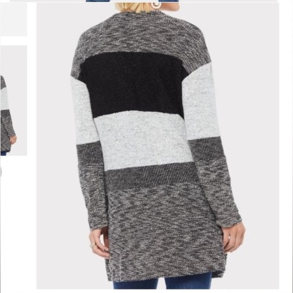 Evereve NWT Peyton Jensen Hadlee Striped black white Long Duster Cardigan M - Picture 3 of 10